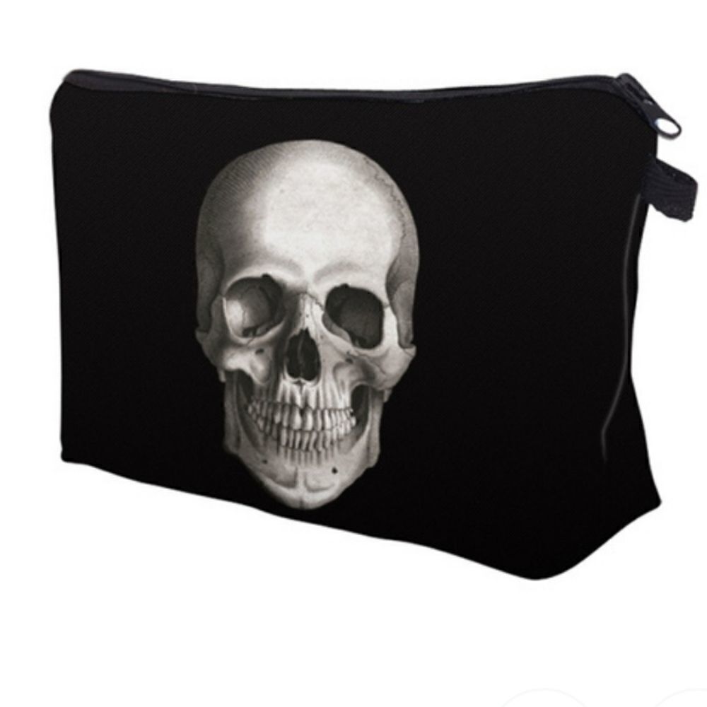Black & White Skull Makeup Cosmetic Bag
